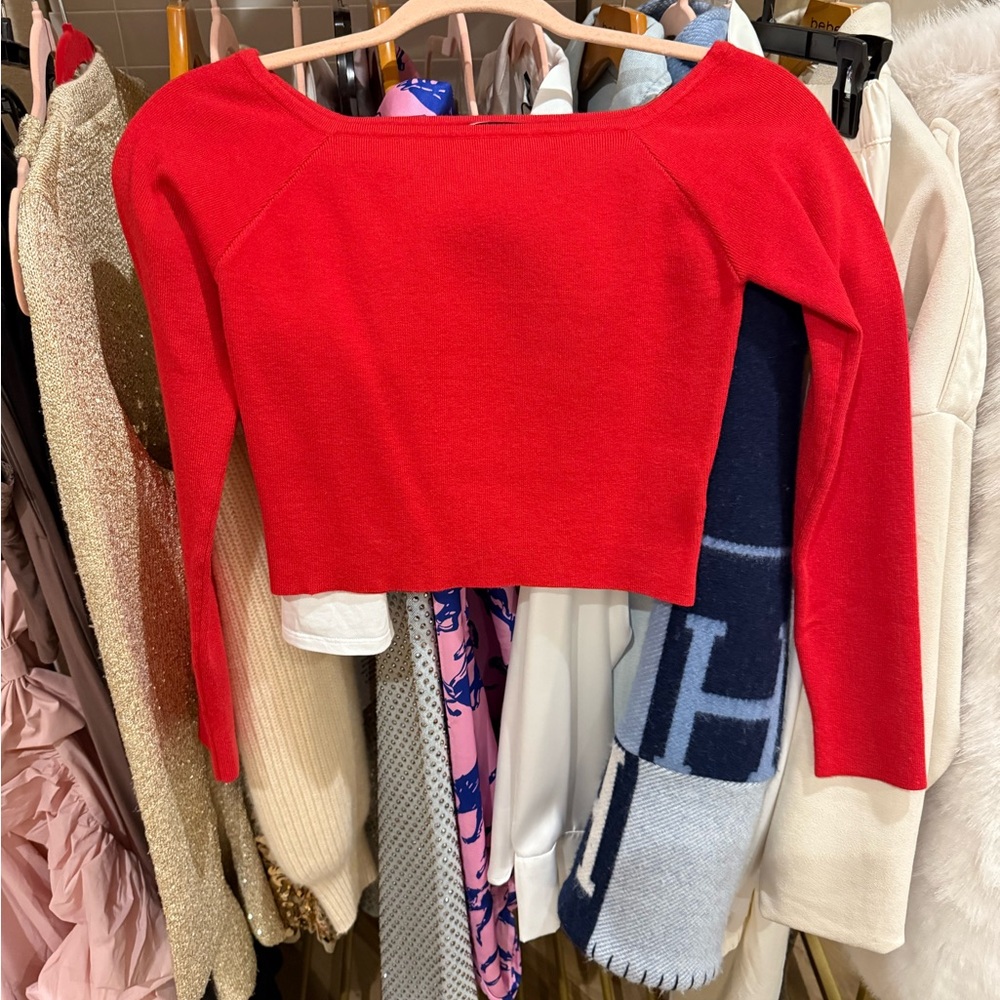 Vici Vibrant Red Off-Shoulder Sweater